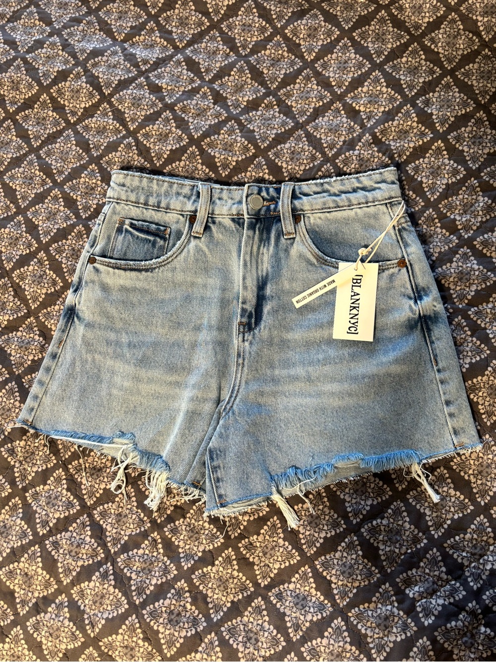 Blank NYC Washed Blue Distressed High-Rise Denim Shorts (size 25) NWT